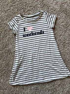 Grayson Mini Little Girls Black & White Striped Weekend Dress Size 5t